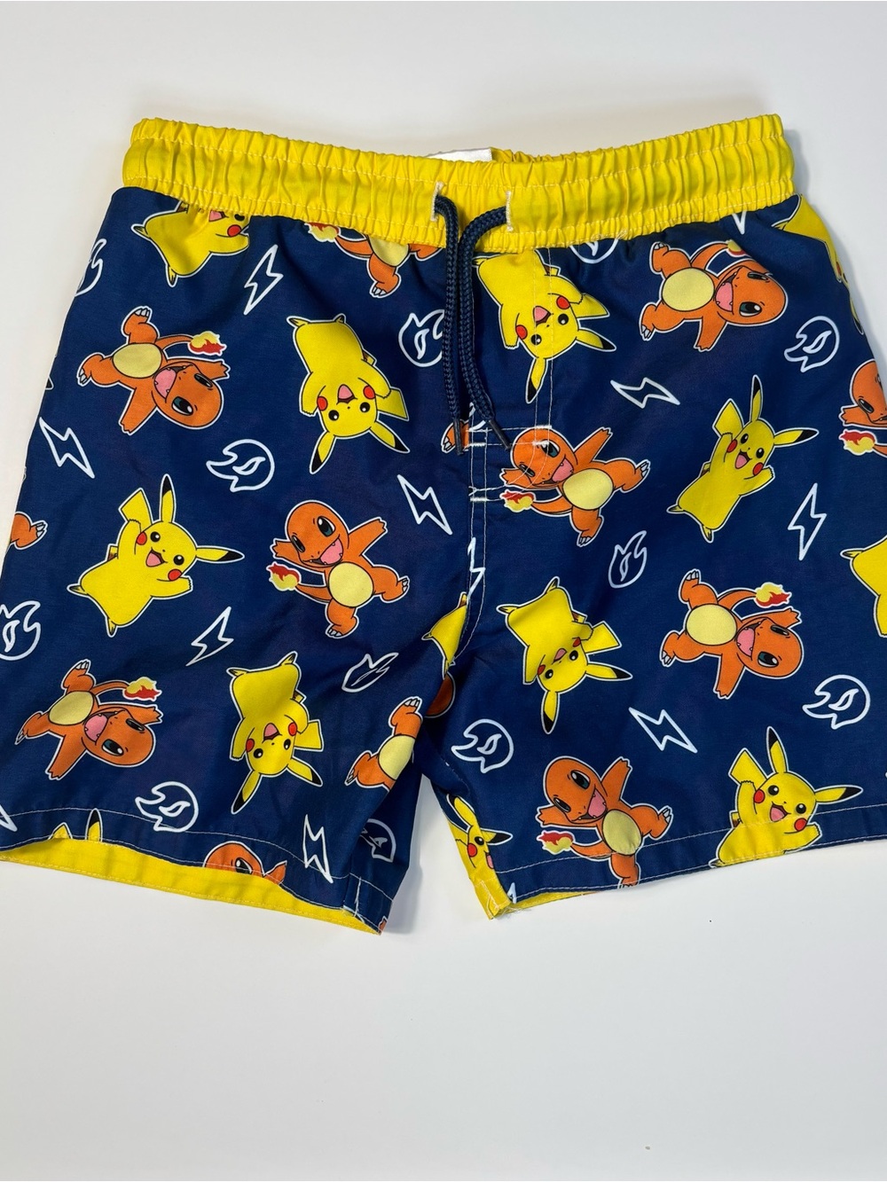 Pokemon Kids Navy Blue Yellow Pikachu Charmander Swim Trunks